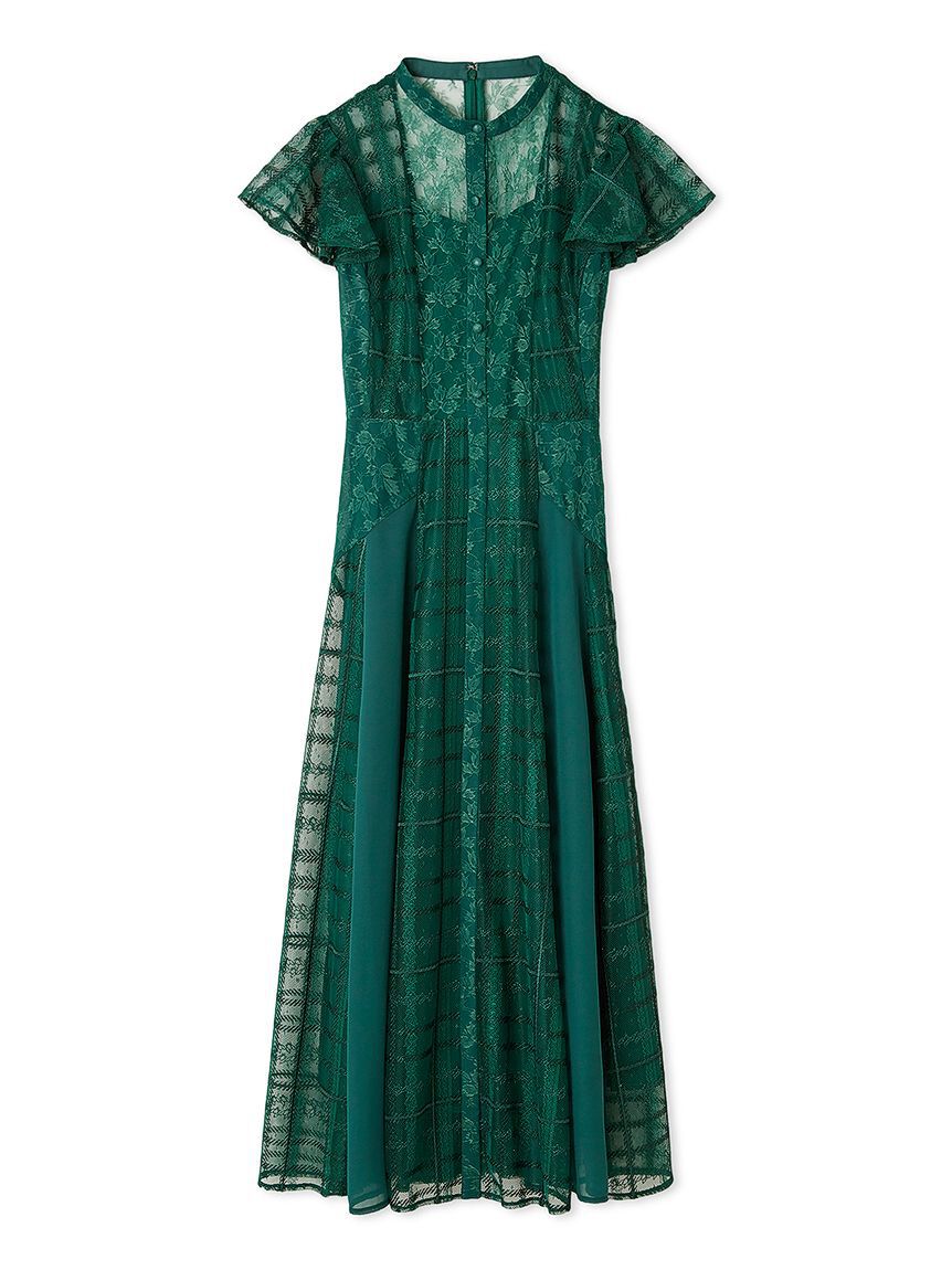 FRAY I.D「スイッチングチェックレースドレス」|ドレス|GRN