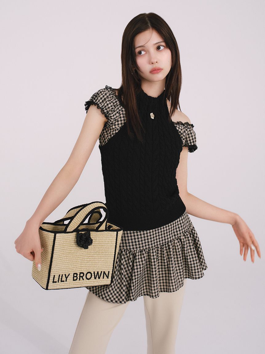 LILY BROWN「【LILY BROWN&times;MARY QUANT】デイジー刺繍アメスリケーブルニット」|ニット・セーター|