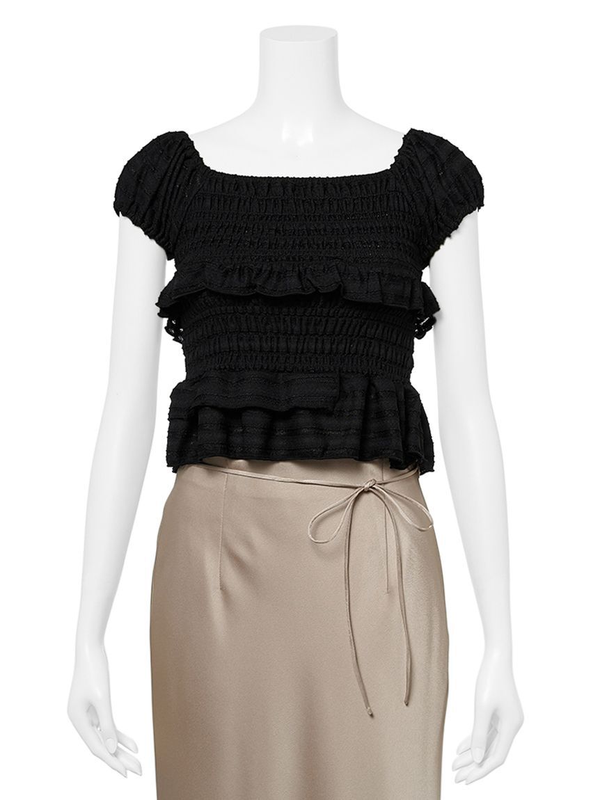 LILY BROWN「シャーリングフリルトップス」|Tシャツ・カットソー|