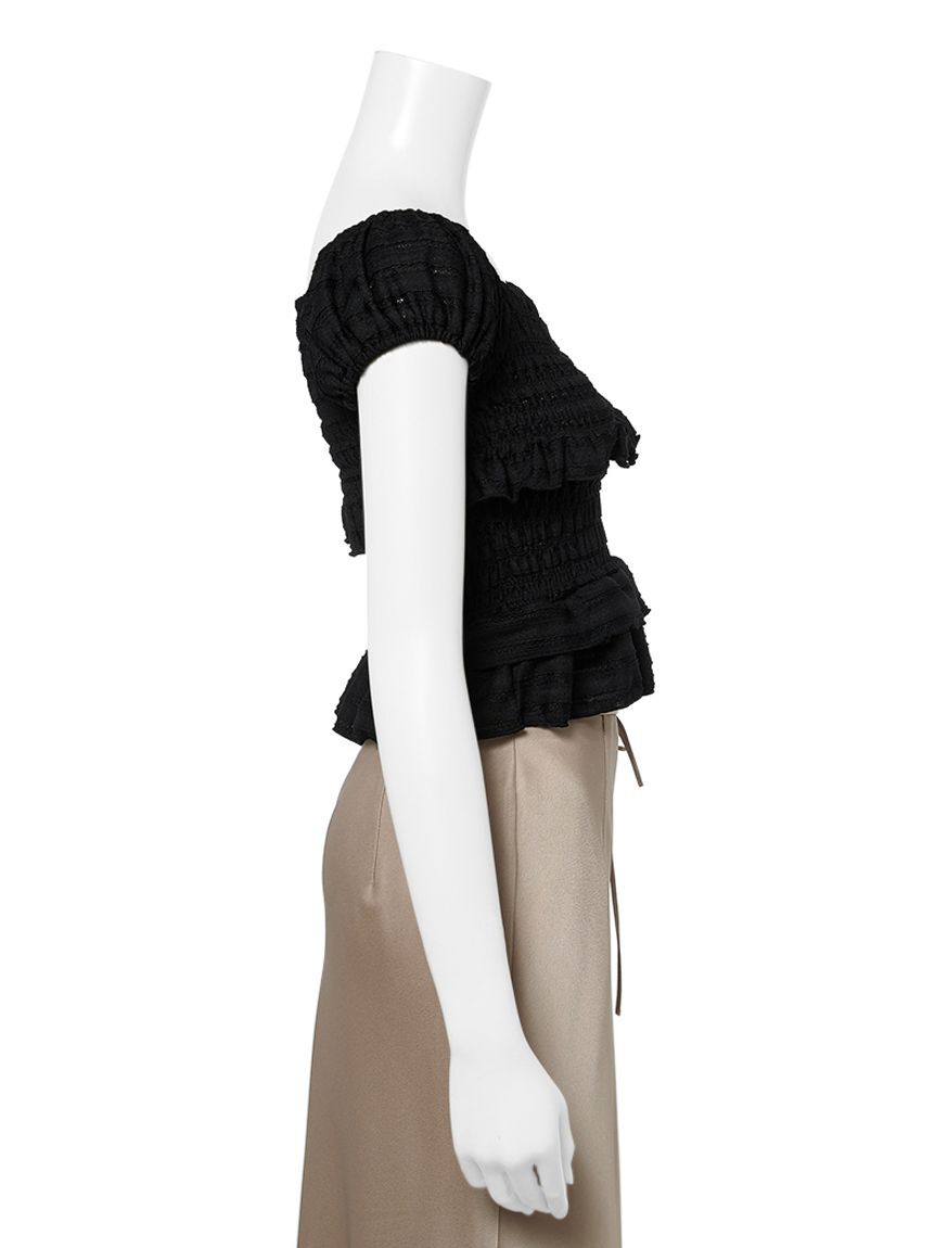 LILY BROWN「シャーリングフリルトップス」|Tシャツ・カットソー|