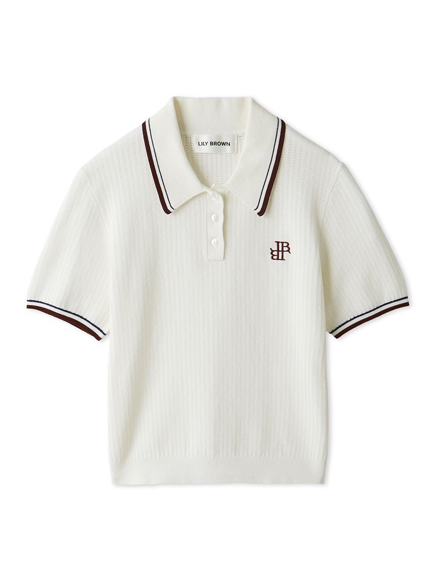 LILY BROWN「ワンポイントニットポロシャツ」|ポロシャツ|WHT
