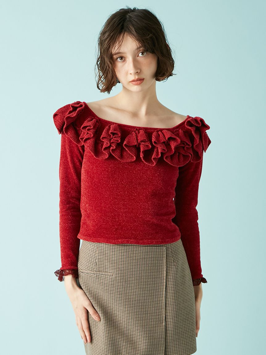 LILY BROWN「モールフリルニットトップス」|ニット・セーター|