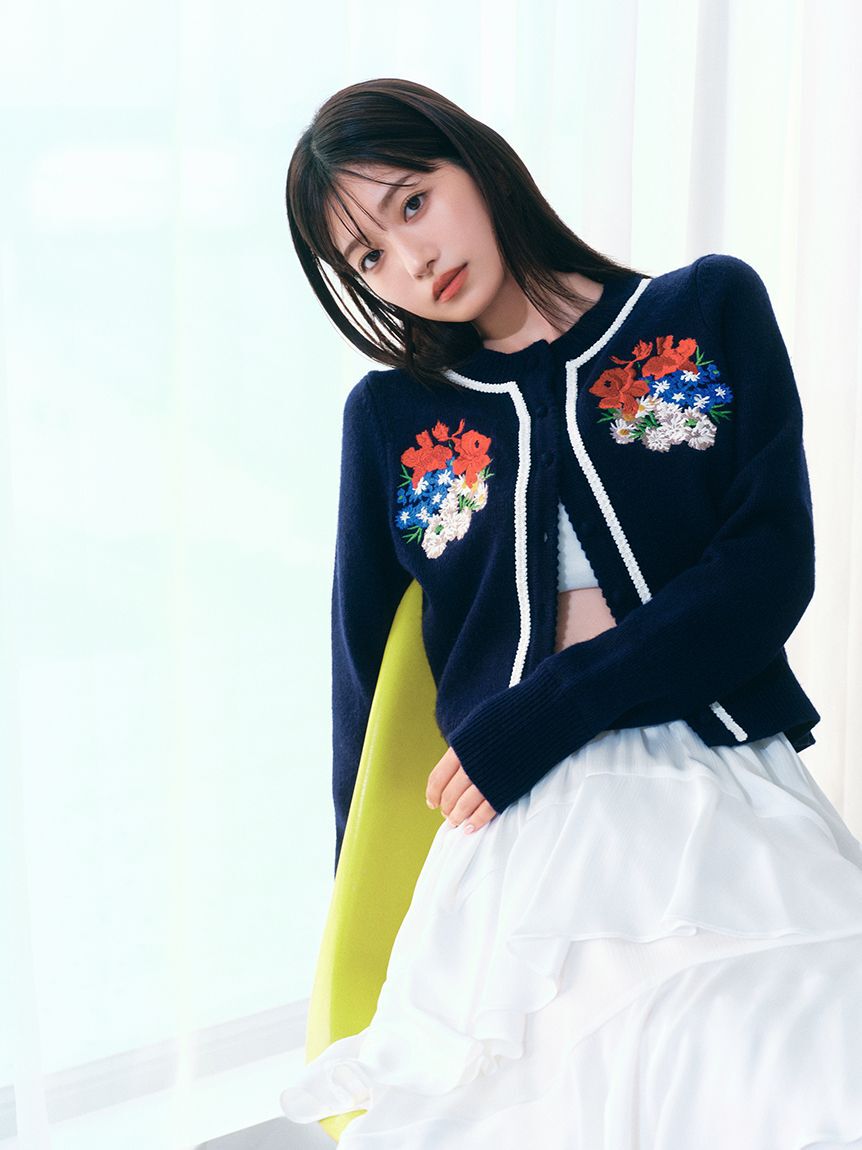 LILY BROWN「フラワーモチーフカーディガン」|カーディガン|