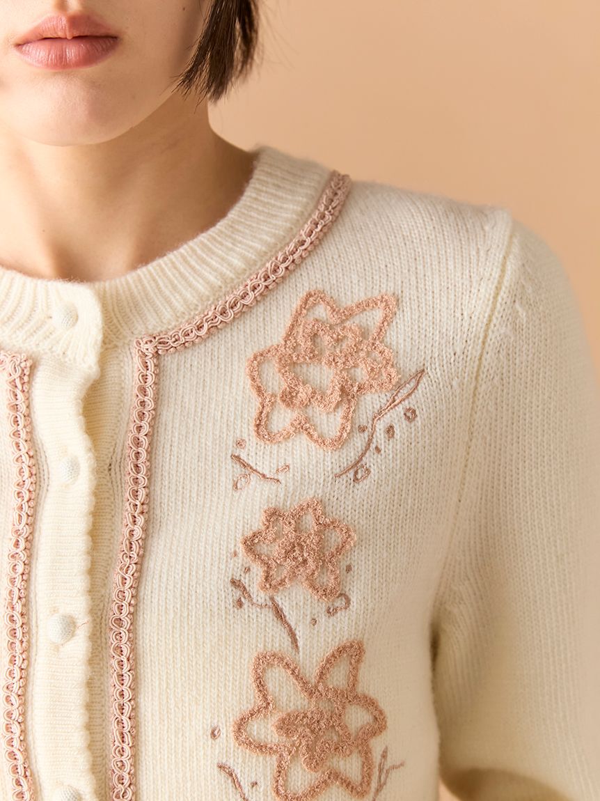 LILY BROWN「フラワーモチーフカーディガン」|カーディガン|