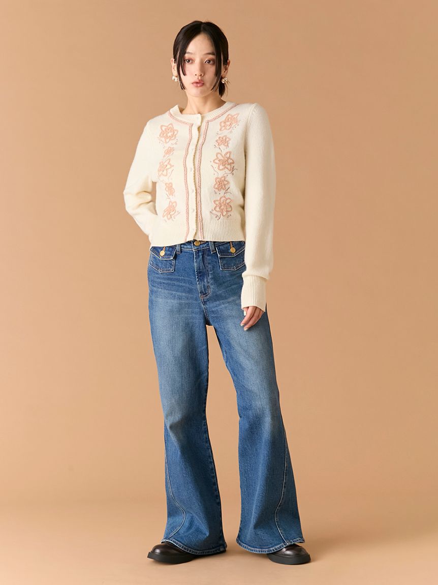 LILY BROWN「フラワーモチーフカーディガン」|カーディガン|