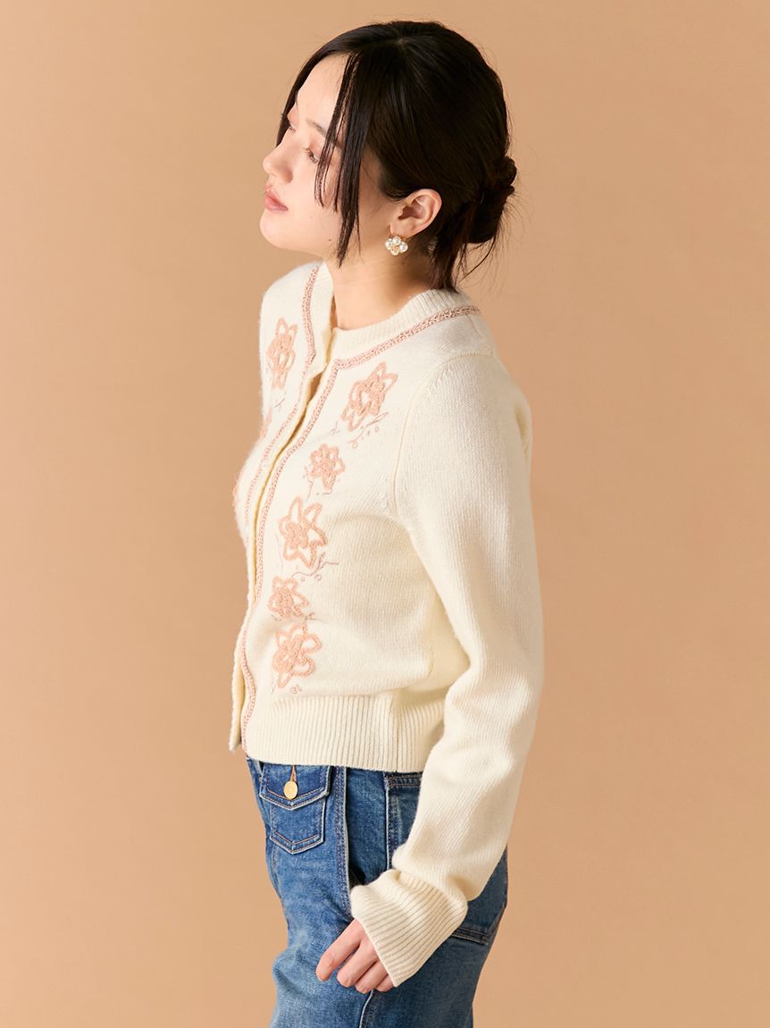 LILY BROWN「フラワーモチーフカーディガン」|カーディガン|
