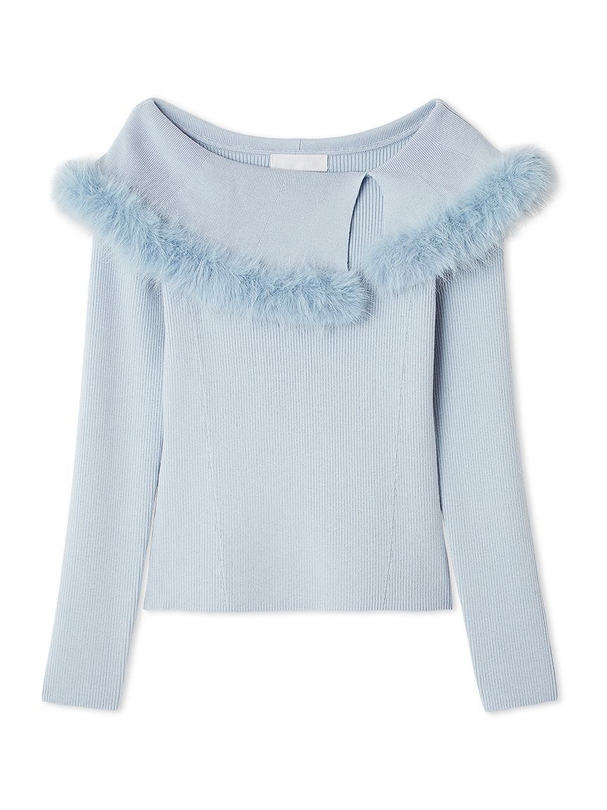 CELFORD「シルクカシミヤ混ファートリムニットプル」|ニット・セーター|SAX