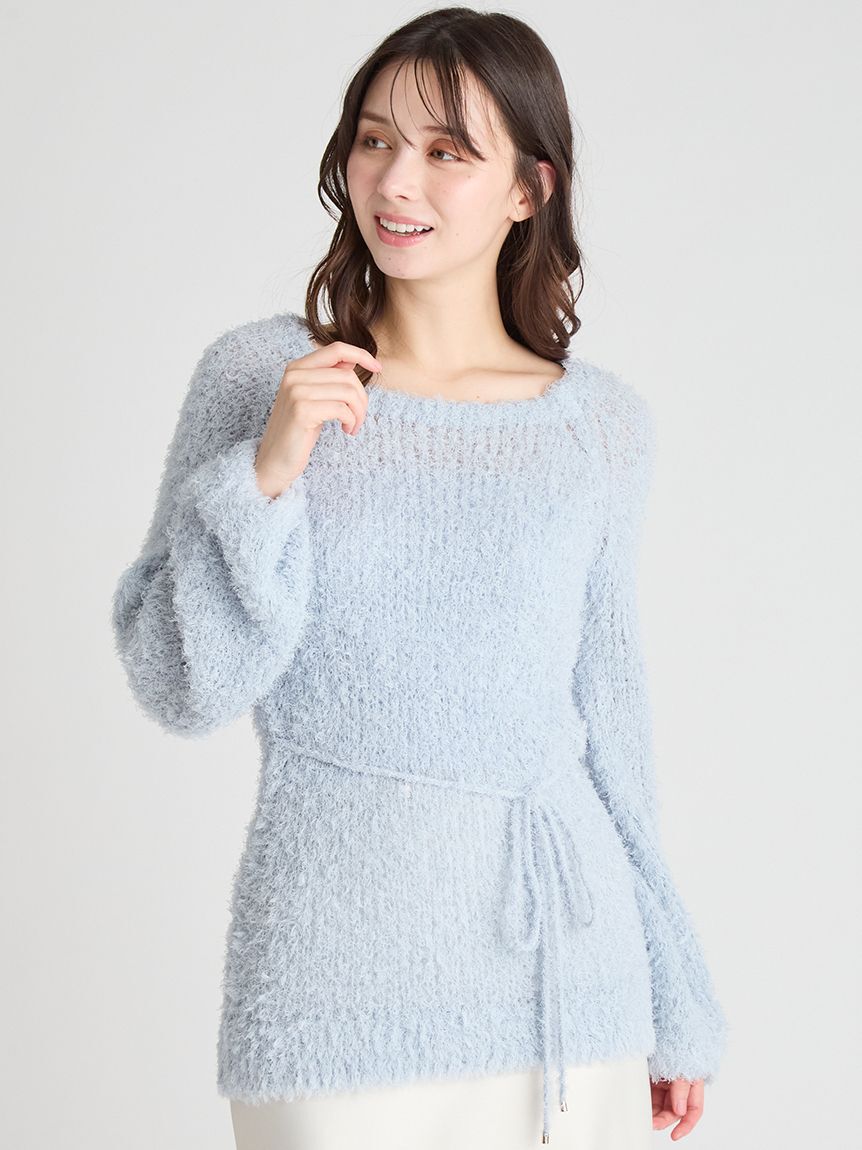 CELFORD「リボン付きフラッフィーニットプルオーバー」|ニット・セーター|SAX