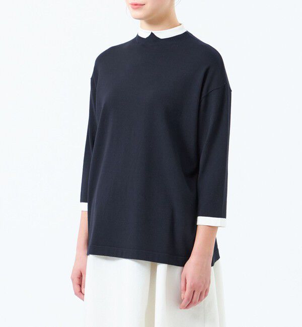 MACKINTOSH PHILOSOPHY「Cleric Collar Knit ワイドフィット(七分袖)」|ニット・セーター|