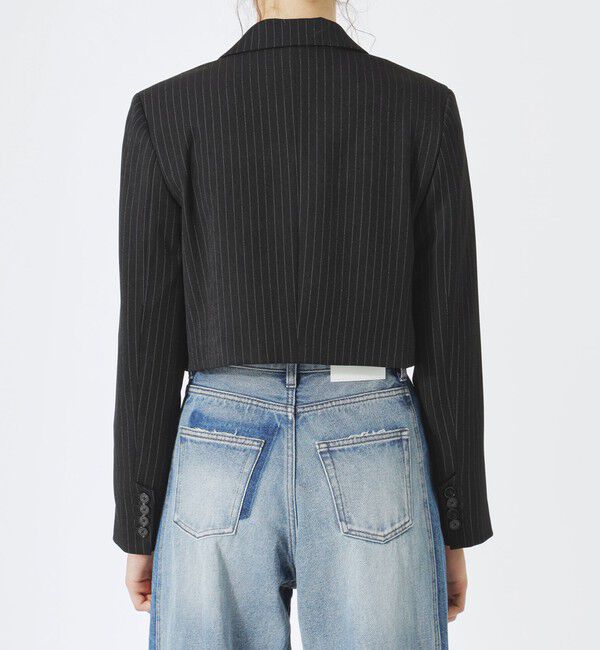  「ストライプクロップドジャケット」|テーラードジャケット|