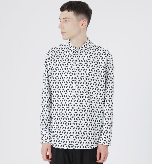  「モノトーンジオメトリックシャツ」|シャツ・ブラウス|ホワイト