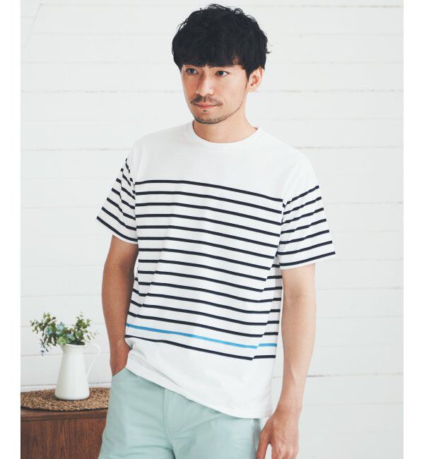 ikka「VORTEXパネルボーダーTシャツ」|Tシャツ・カットソー|