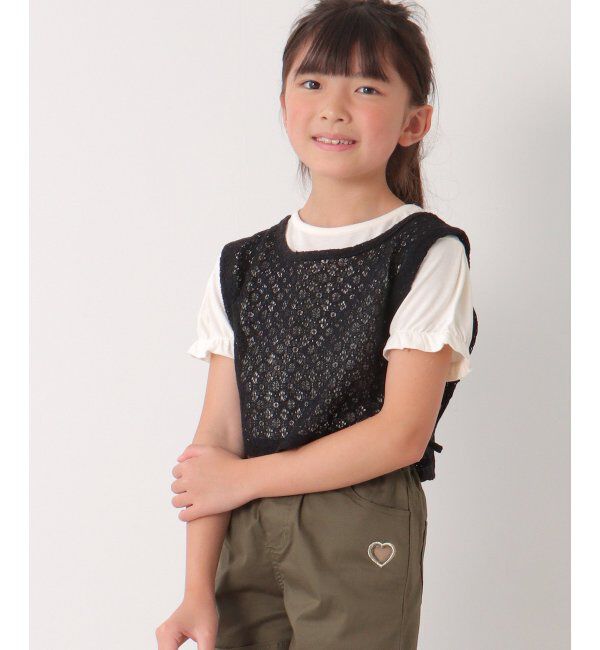 ikka kids「【2点セット】レースベスト／パフスリーブTセット（120~160cm）」|Tシャツ・カットソー|オフホワイト