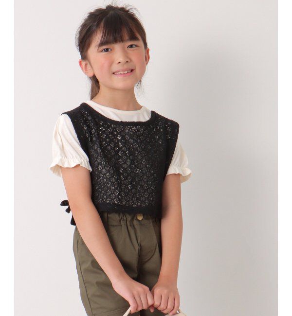 ikka kids「【2点セット】レースベスト／パフスリーブTセット（120~160cm）」|Tシャツ・カットソー|