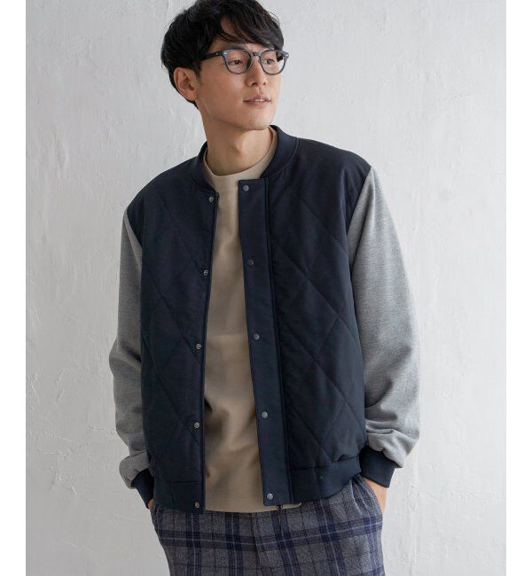 ikka「sorona(R)コンビ中綿ブルゾン」|ブルゾン・スタジャン|ネイビー