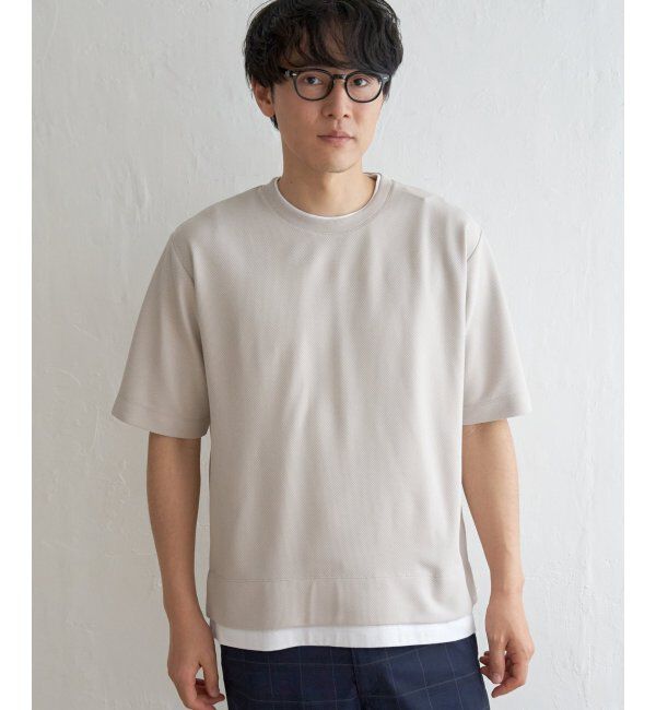 ikka「【吸水速乾】ドライ鹿の子5分袖レイヤードTシャツ」|Tシャツ・カットソー|