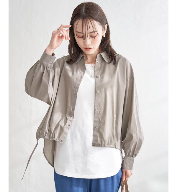 ikka「ドロストロングテールシャツ」|シャツ・ブラウス|コーヒー