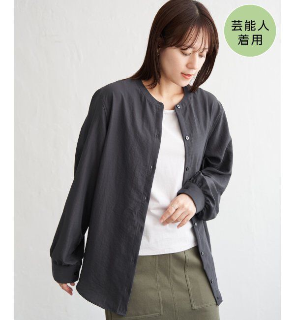 ikka「【親子コーデ】マルチWAYバンドカラーシャツ」|シャツ・ブラウス|チャコール