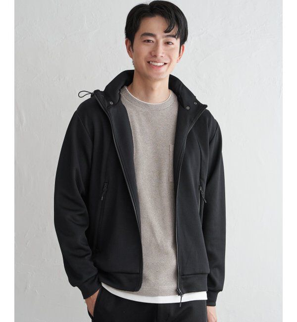 ikka「Ｗフェイスカノコ２ｗａｙＺＩＰパーカ」|カーディガン|ブラック