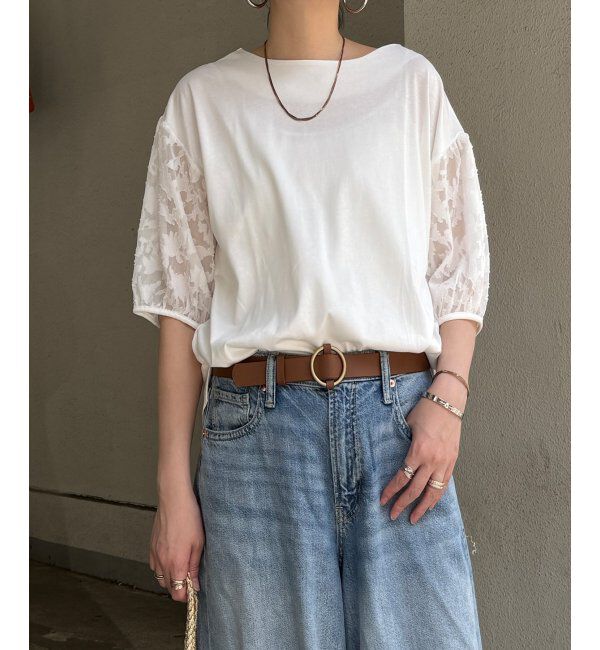 Lbc with Life「袖シアージャカードプルオーバー」|その他|ホワイト