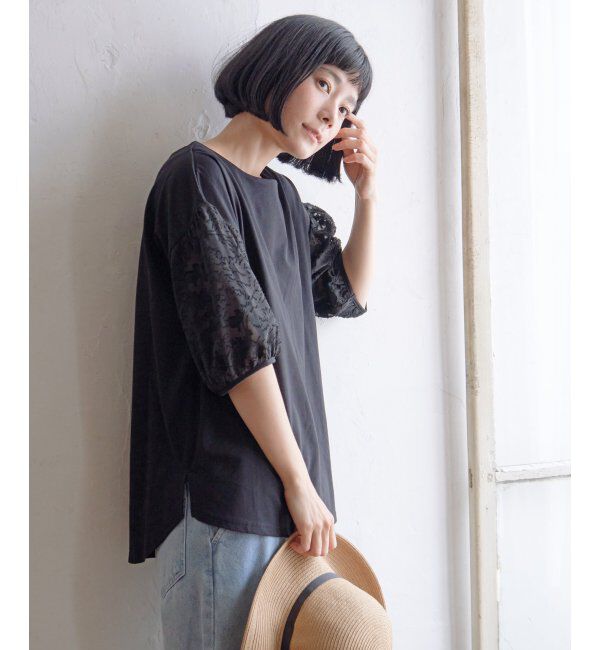 Lbc with Life「袖シアージャカードプルオーバー」|その他|ブラック