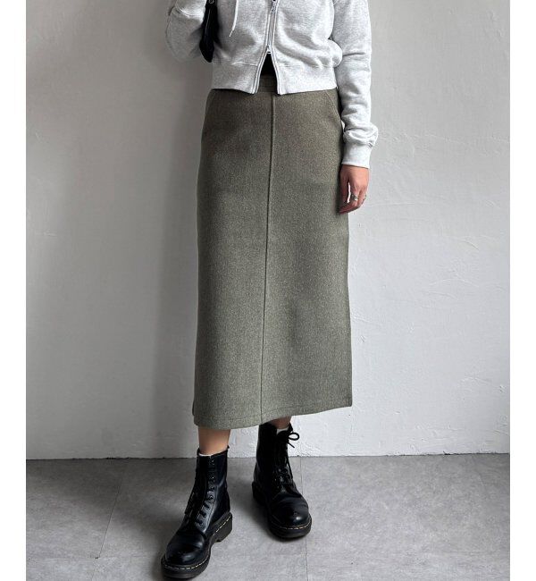 Lbc with Life「ジャージメルトンＩラインスカート」|スカート|カーキ
