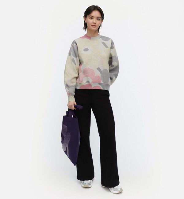 Marimekko「Trilce Unikko スウェット」|シャツ・ブラウス|ｸﾞﾚｰ&times;ﾋﾟﾝｸ&times;ﾗｲﾄｲｴﾛｰ