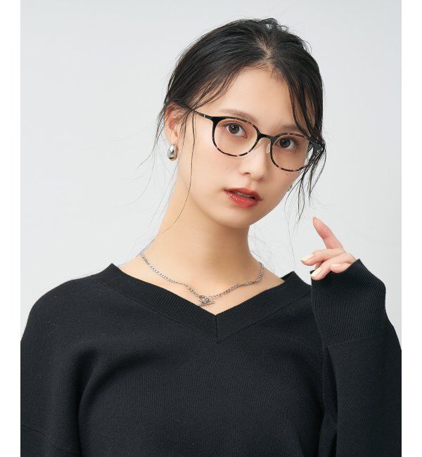  「MAQuillAGE(マキアージュ) コラボ｜ 血色感 メガネ | 中顔面短縮みえ メイク 大人可愛い レンズ交換券付」|メガネ|