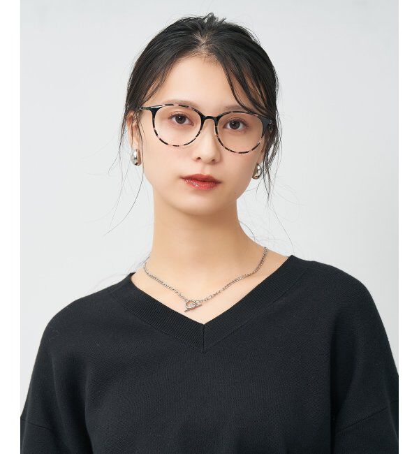  「MAQuillAGE(マキアージュ) コラボ｜ 血色感 メガネ | 中顔面短縮みえ メイク 大人可愛い レンズ交換券付」|メガネ|