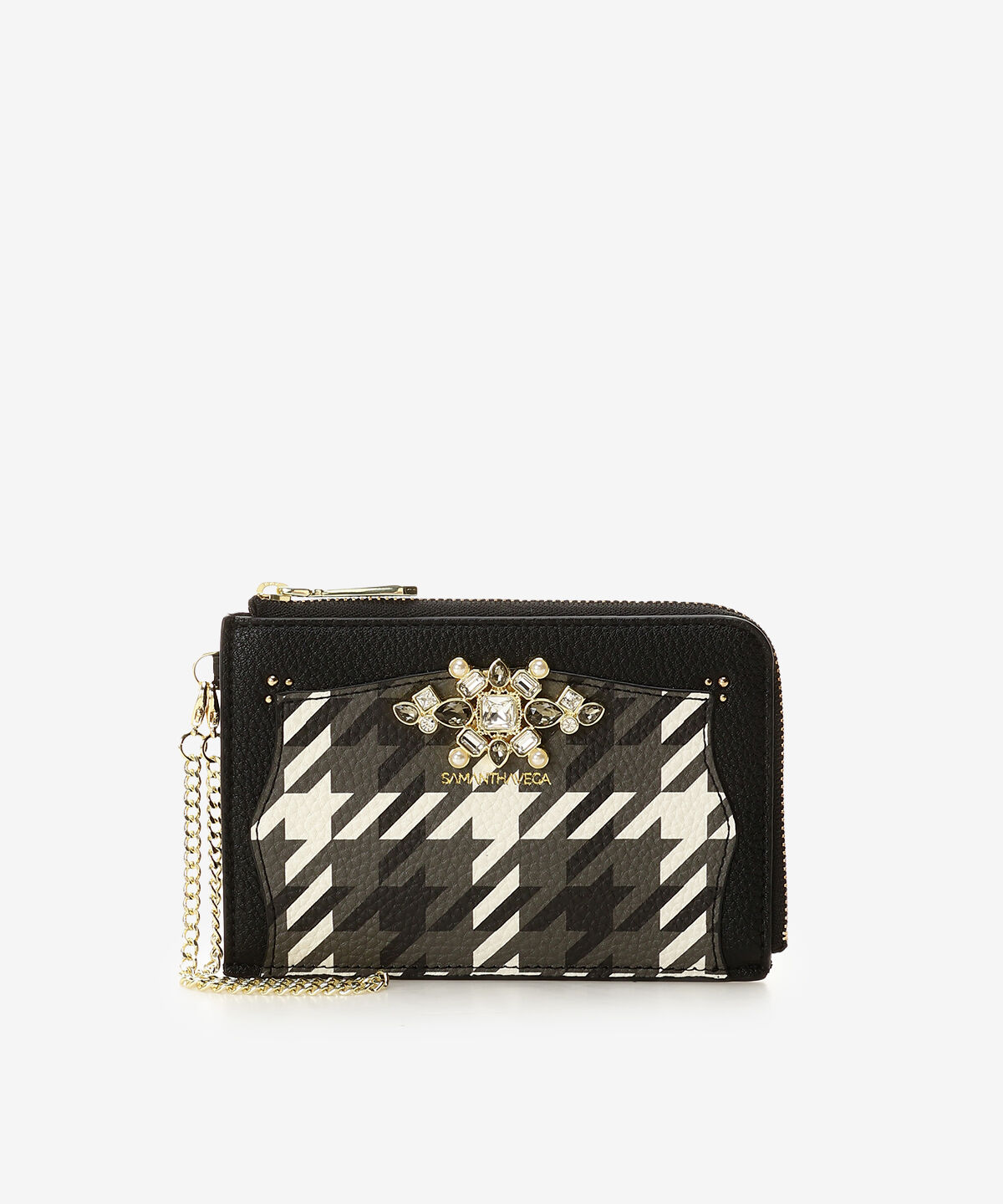Samantha Vega「チェックビジューフリルマルチケース」|コインケース|ブラック