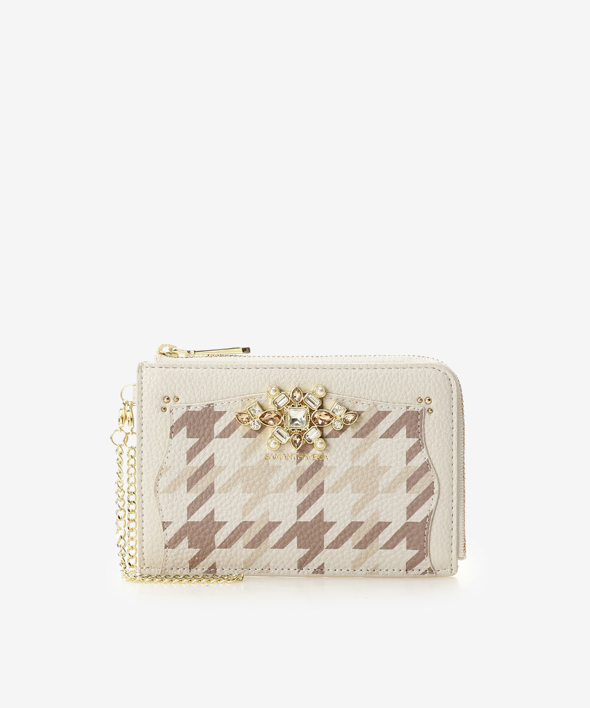 Samantha Vega「チェックビジューフリルマルチケース」|コインケース|ホワイト