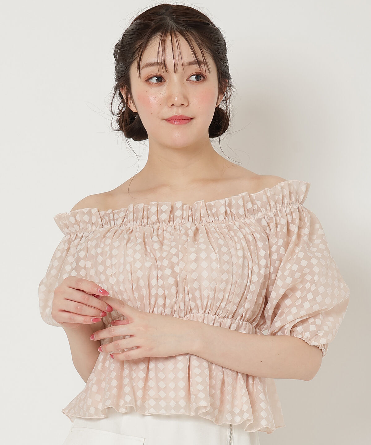 REDYAZEL「シアーギャザートップス」|シャツ・ブラウス|ピンク