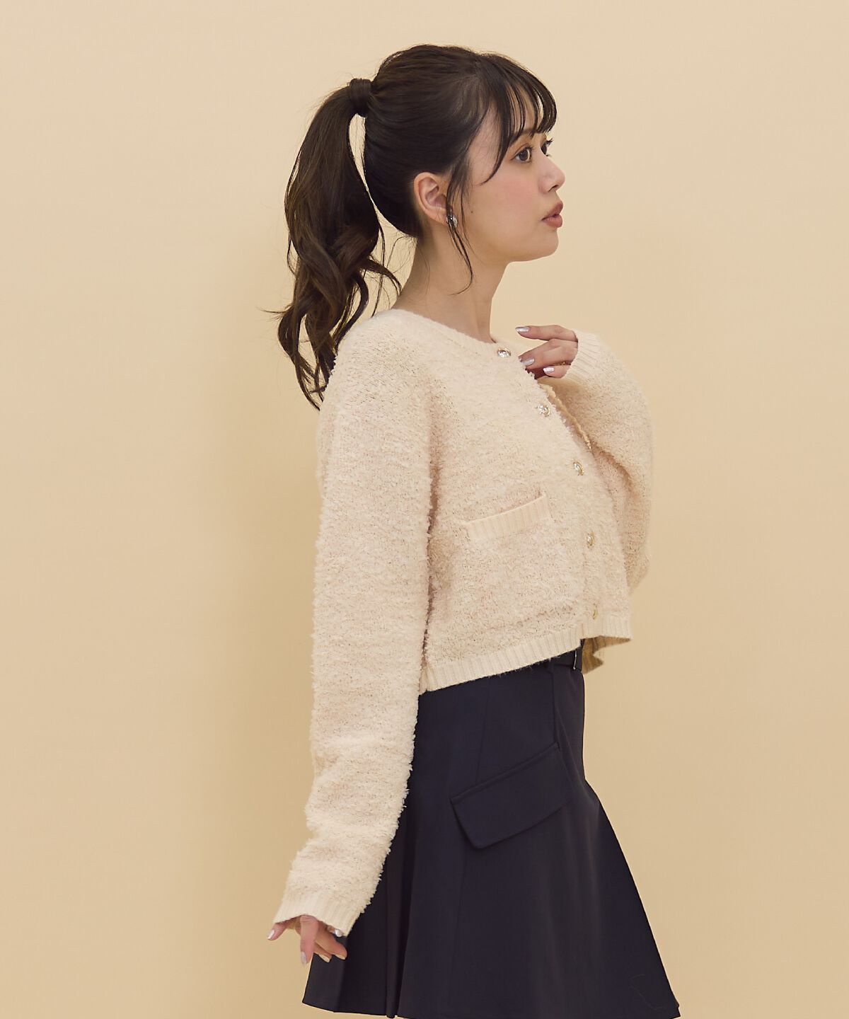 REDYAZEL「ゴールドボタンジャケットカーディガントップス」|カーディガン|