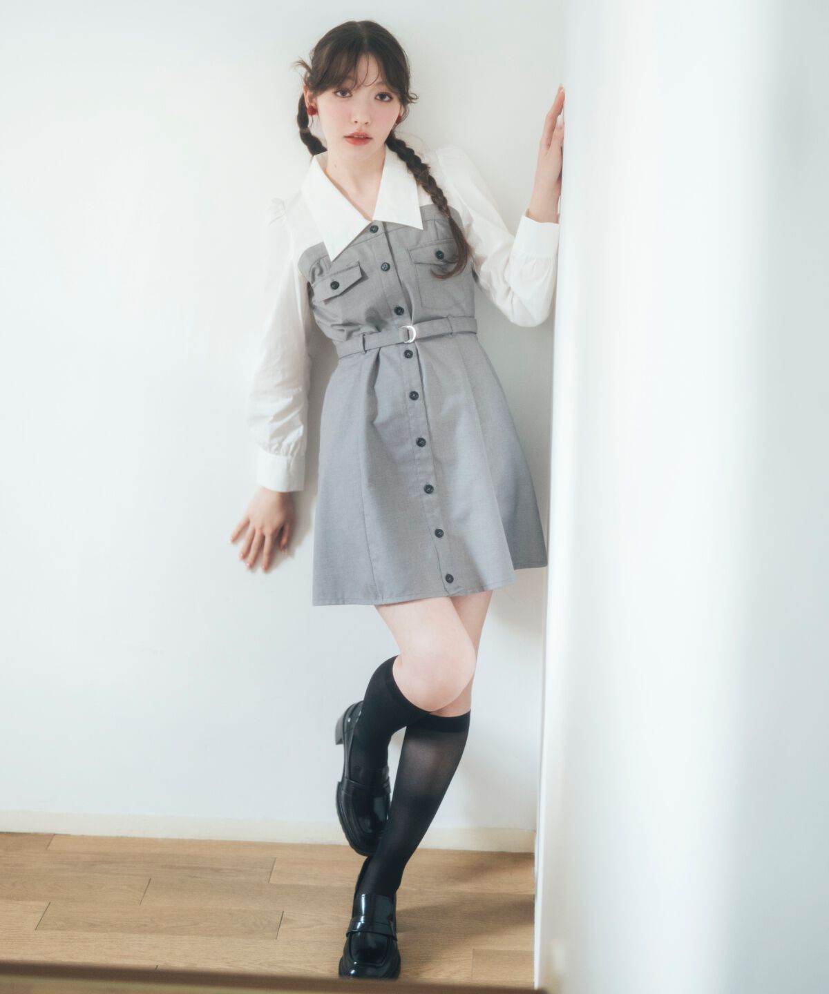 REDYAZEL「レイヤードデザインミニシャツワンピース」|ワンピース|