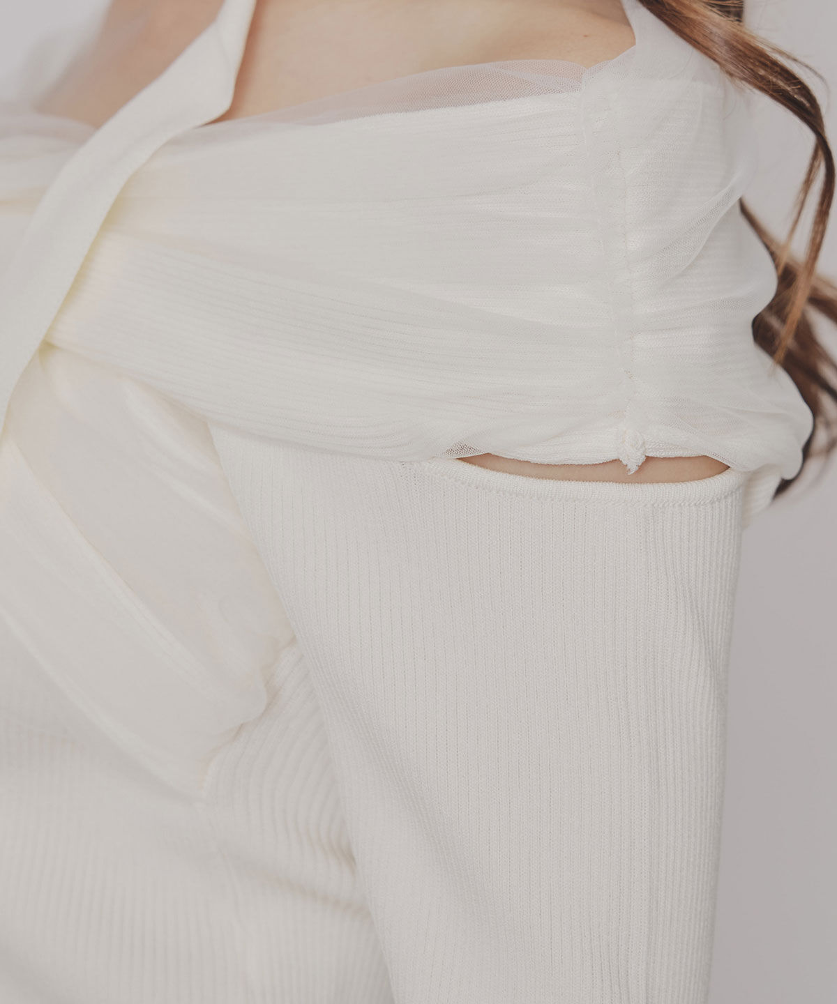 REDYAZEL「チョーカークロスチュールニットトップス」|ニット・セーター|