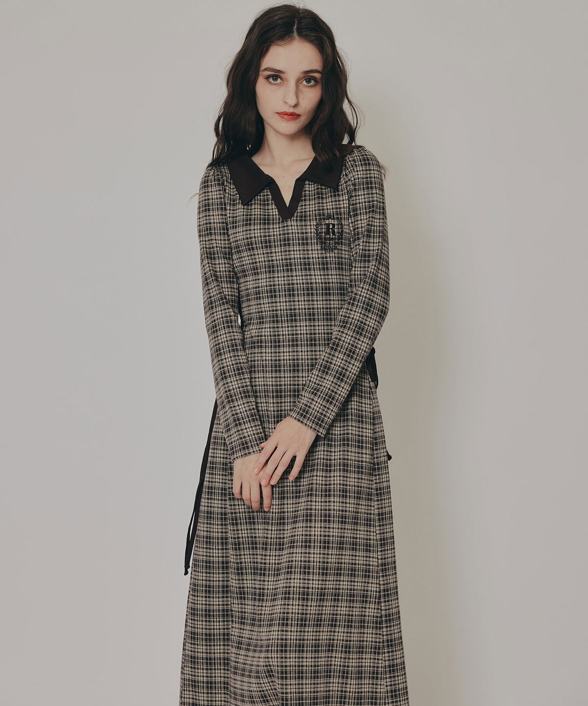 REDYAZEL「エンブレムサイドレースアップチェックワンピース」|ワンピース|