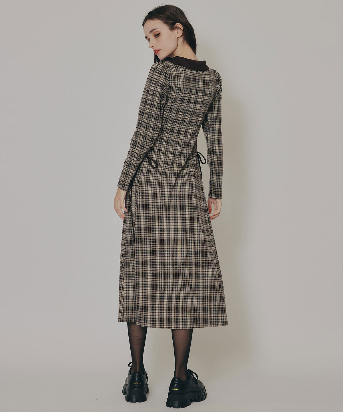 REDYAZEL「エンブレムサイドレースアップチェックワンピース」|ワンピース|
