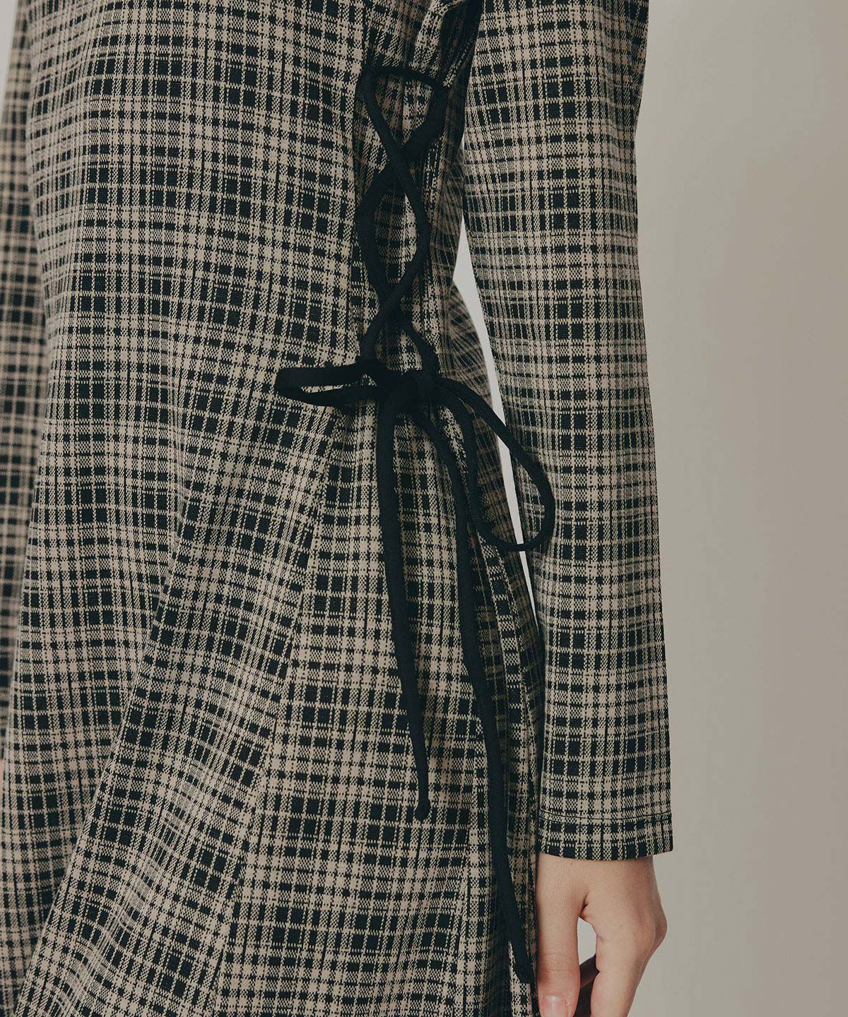 REDYAZEL「エンブレムサイドレースアップチェックワンピース」|ワンピース|