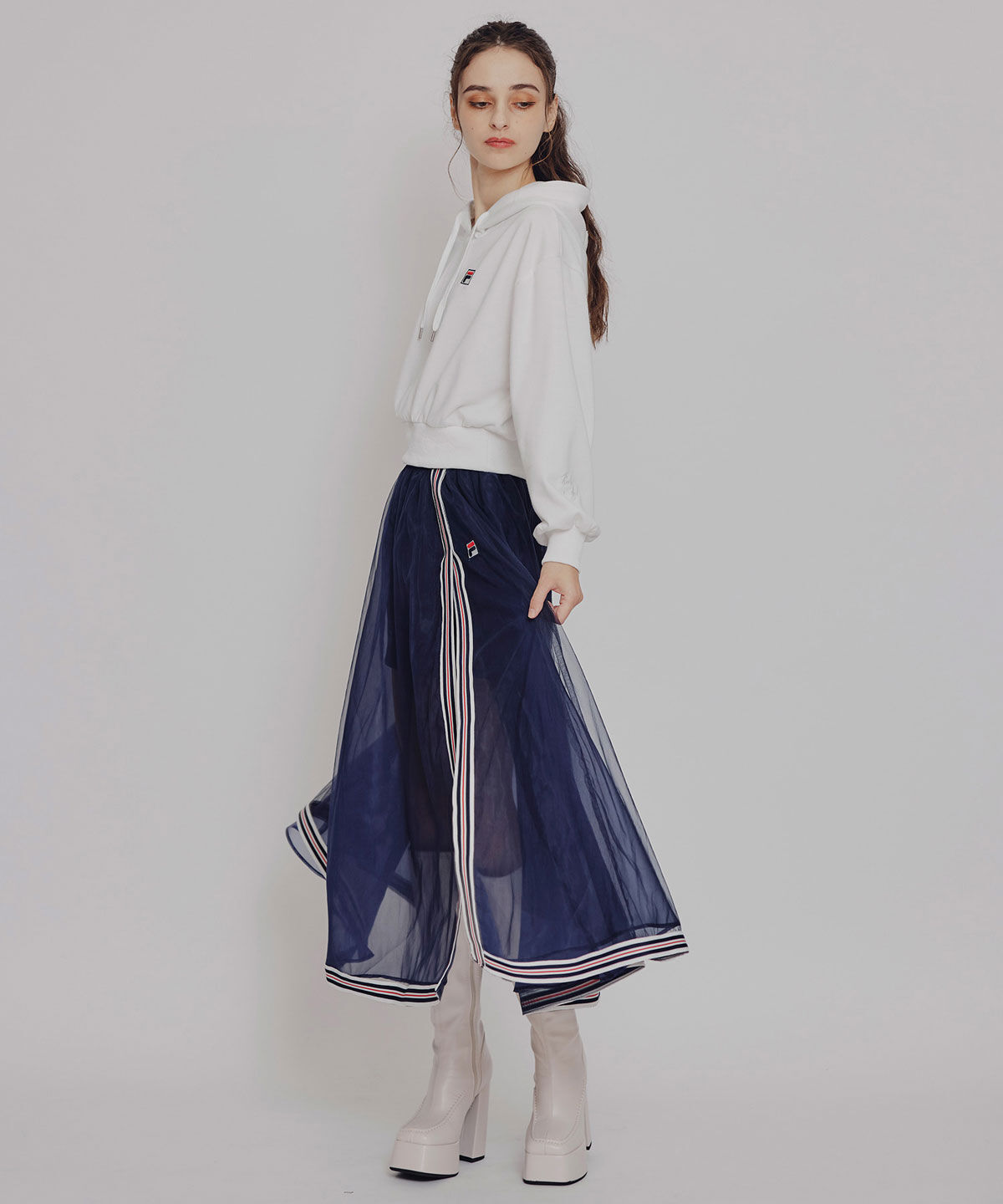 REDYAZEL「[FILA&times;REDYAZEL]ﾁｭｰﾙﾚｲﾔｰﾄﾞｼｮｰﾄﾊﾟﾝﾂ&times;ﾄﾘｺﾛｰﾙﾗｲﾝ 」|フレア|