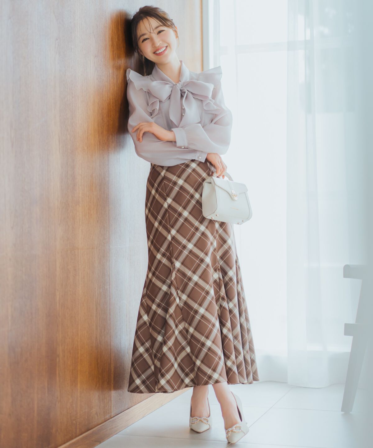 WILLSELECTION「ハイウエストマーメイドスカート」|フレア|茶系チェック