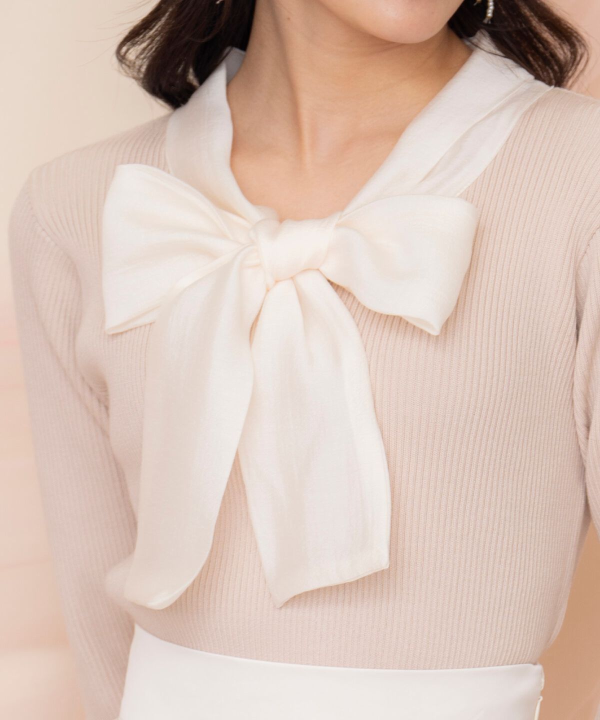 WILLSELECTION「シアーリボンタイプルオーバー」|ニット・セーター|