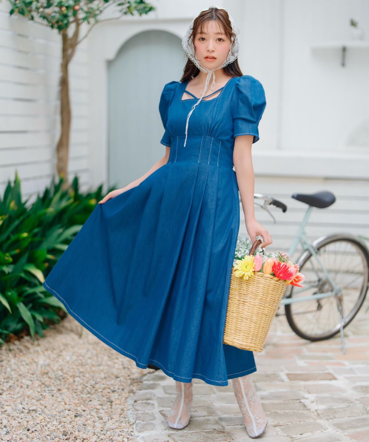 WILLSELECTION「バックリボンデニムワンピース」|ワンピース|ブルー