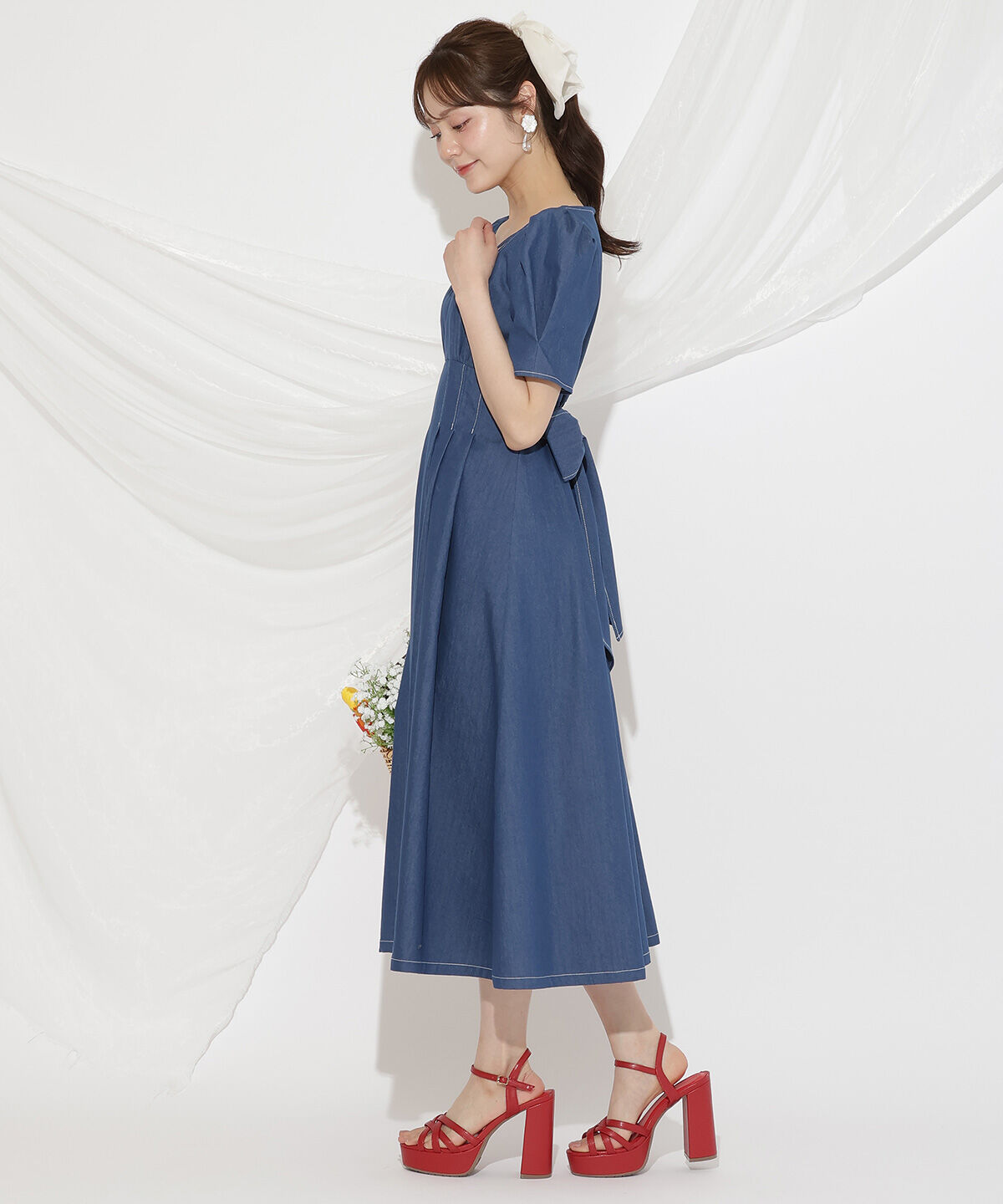 WILLSELECTION「バックリボンデニムワンピース」|ワンピース|