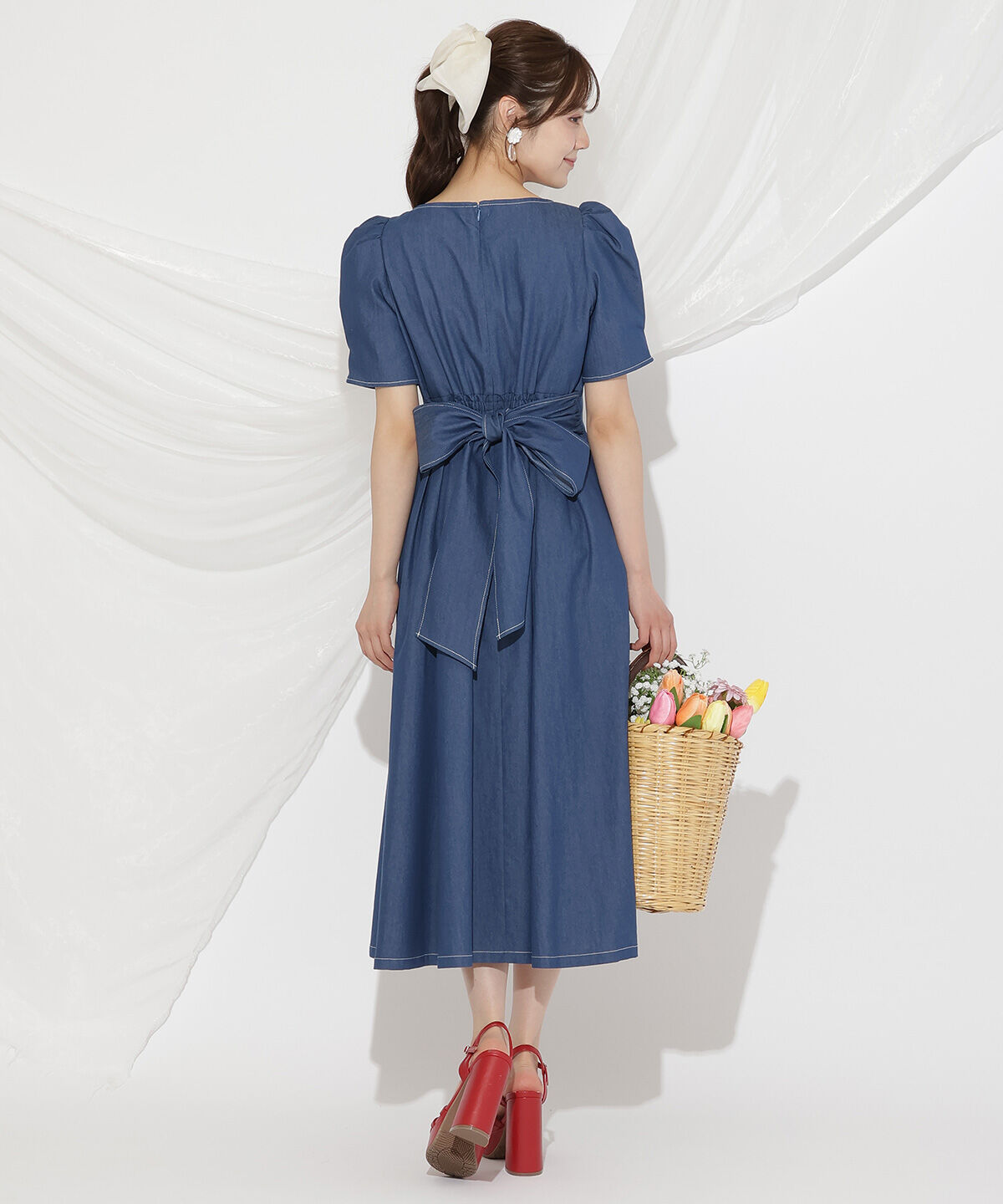 WILLSELECTION「バックリボンデニムワンピース」|ワンピース|