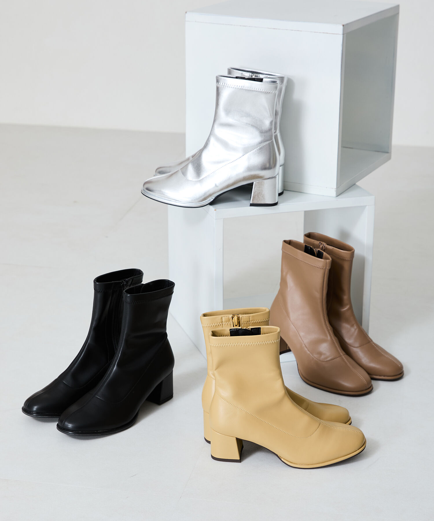 ORiental TRaffic「ラウンドトゥストレッチブーツ/31425」|ショートブーツ|BG