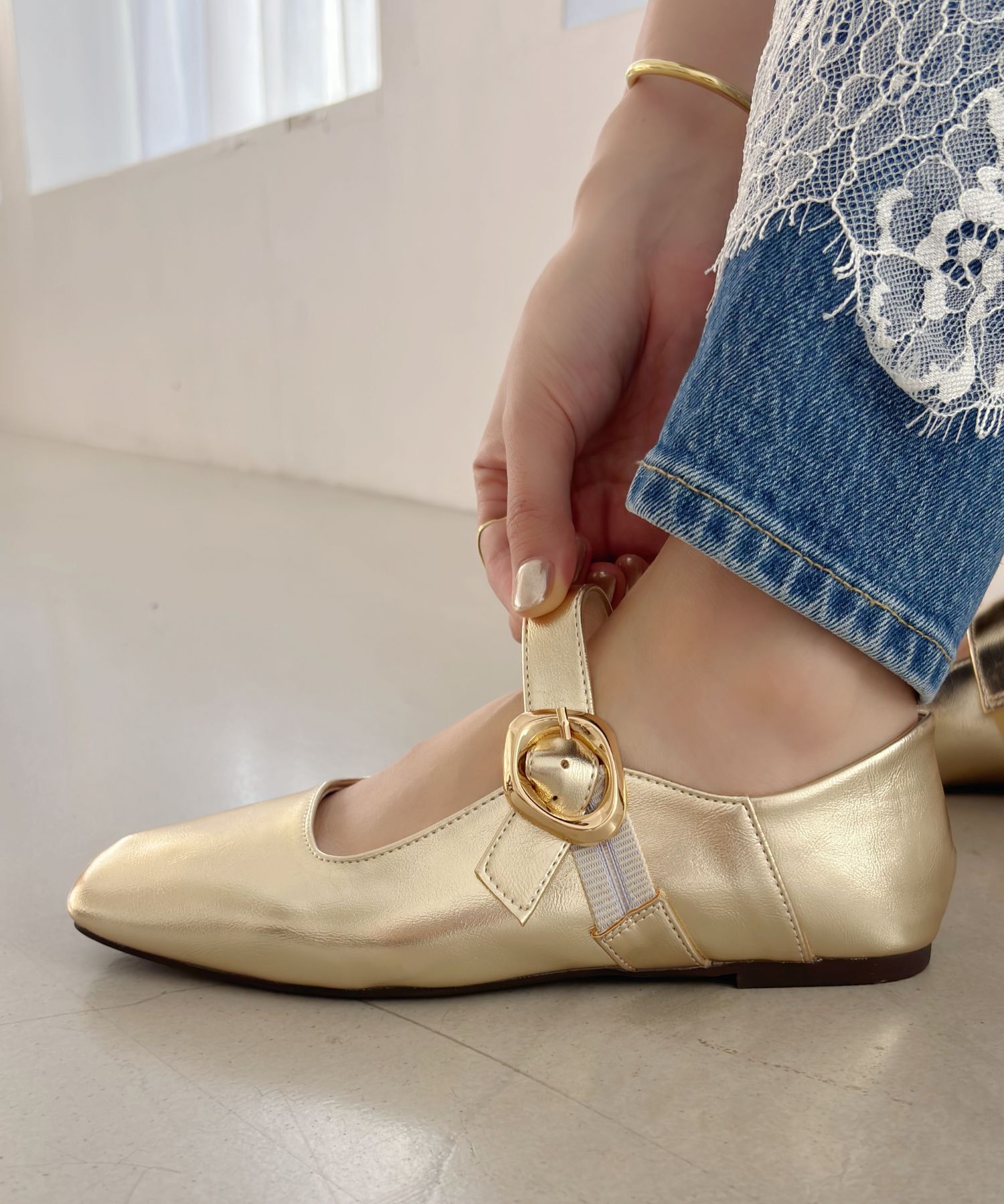 WA Oriental TRaffic「柔らか ストラップ フラット パンプス /52104 フィット クッション」|パンプス|