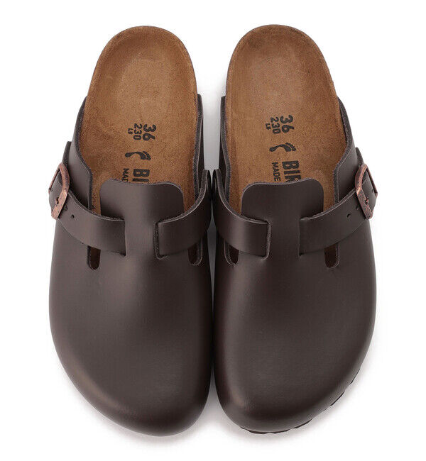 BIRKENSTOCK「【ビルケンシュトック】ボストン/ダークブラウン ナチュラルレザー/クロッグ レディース」|サンダル|