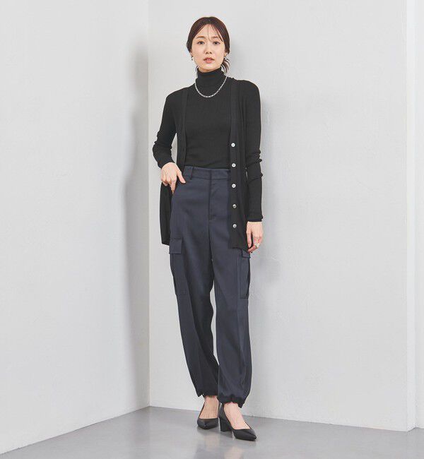 UNITED ARROWS「シルクリブ Vネック ロングカーディガン」|カーディガン|