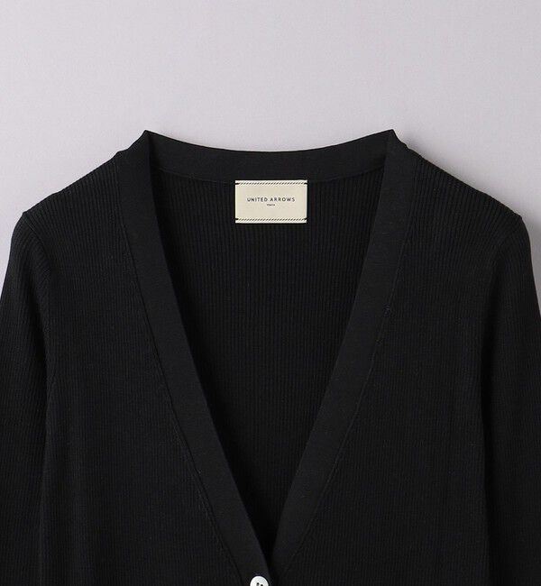 UNITED ARROWS「シルクリブ Vネック ロングカーディガン」|カーディガン|
