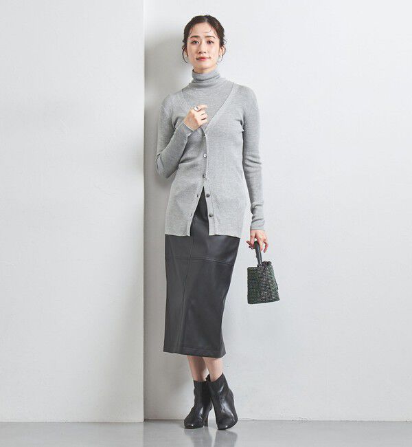 UNITED ARROWS「シルクリブ Vネック ロングカーディガン」|カーディガン|